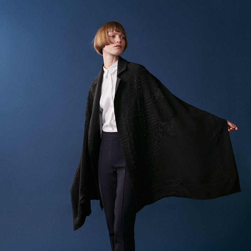 ストール 《トロンプルイユ・ブランデンブルク飾り》 - ブラック